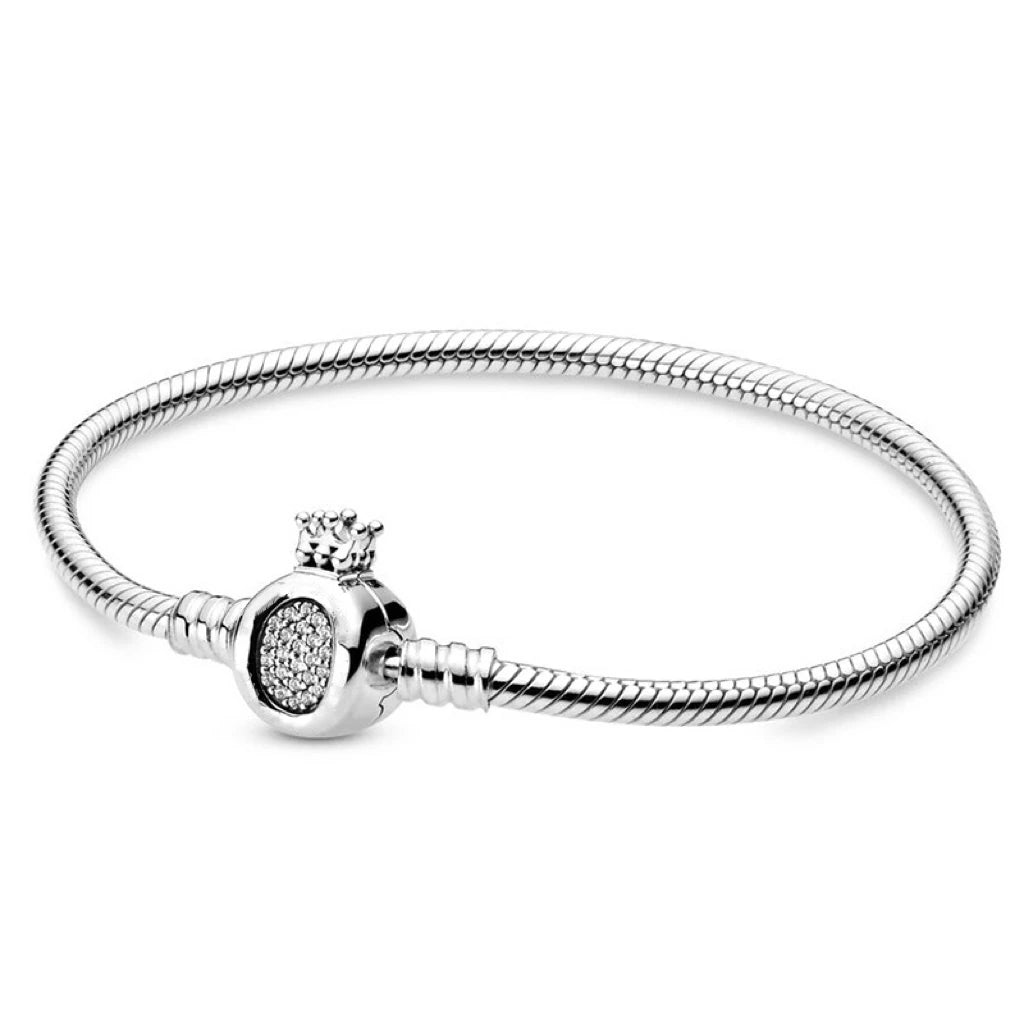 Crown & heart silver bracelet