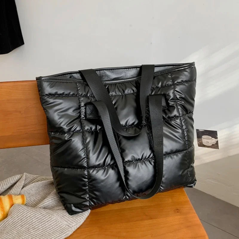 New Fashion Large Tote Padded Handbags Autumn Quilted Women