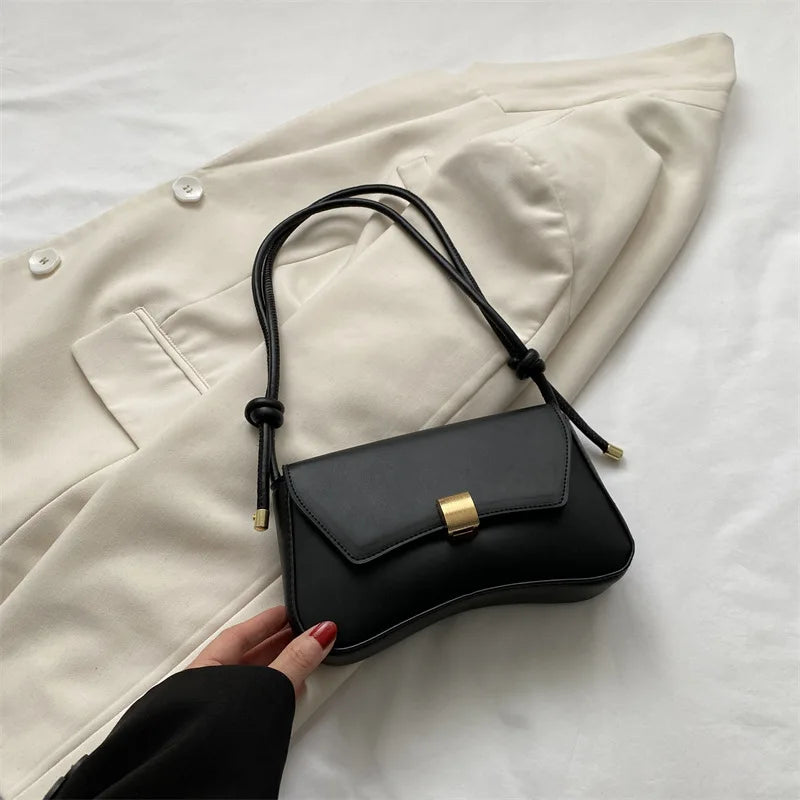 Simple Metal Buckle Handbag MessengerBag, Stylish