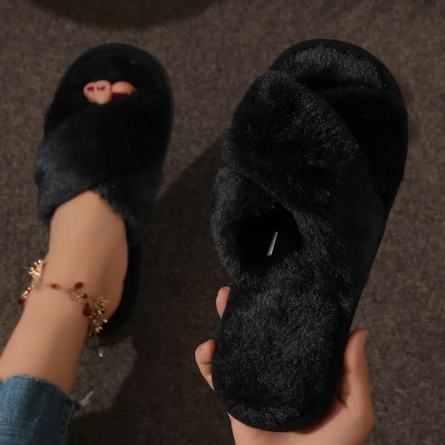 Home slippers, comfortable soft shoes and warm open finger