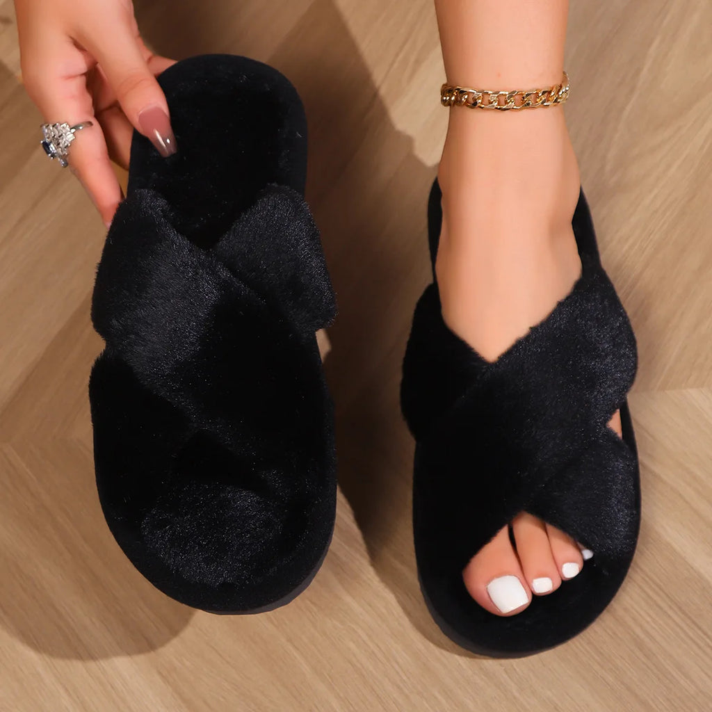 Home slippers, comfortable soft shoes and warm open finger