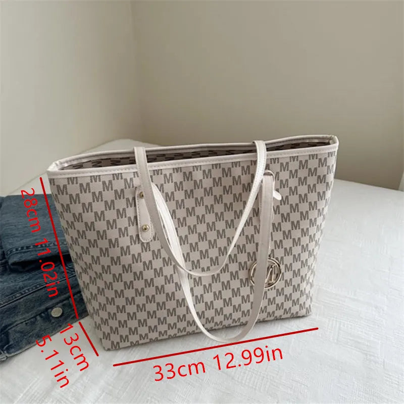 Stylish Tote Bag, Vintage Handbag, Large Underarm