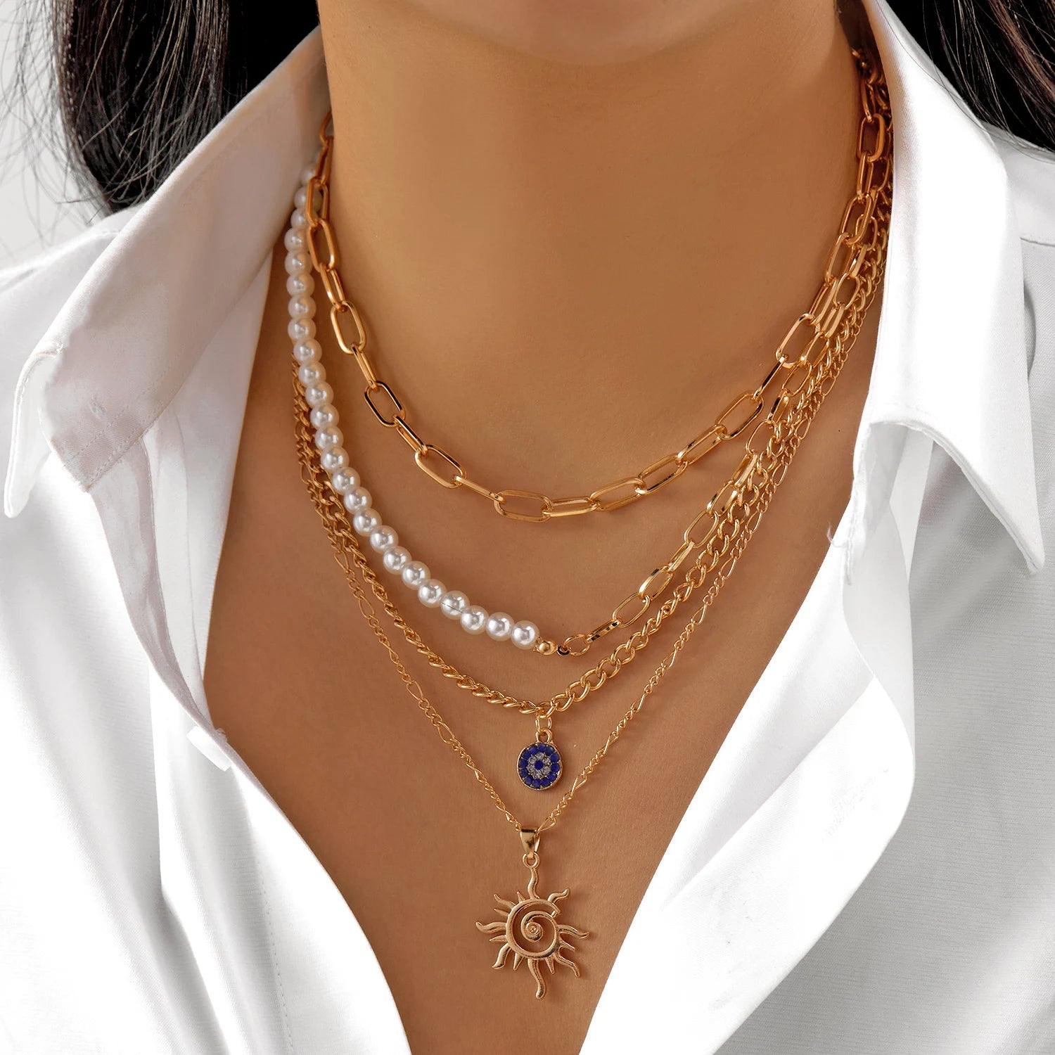 Mystic symbols layered necklace