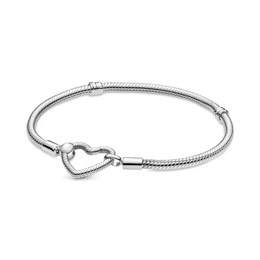 Crown & heart silver bracelet