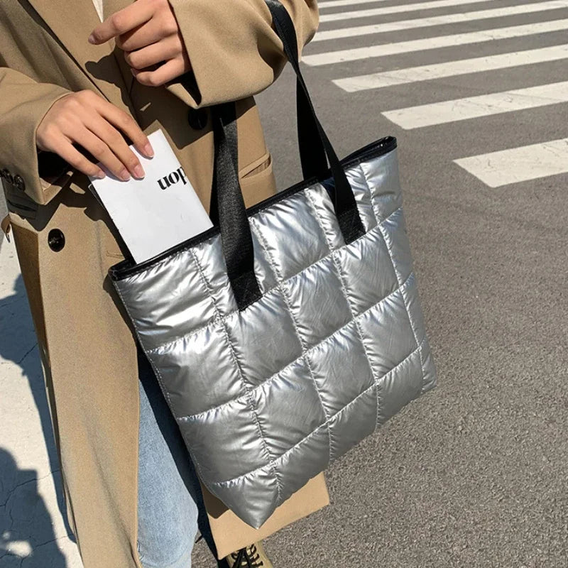 New Fashion Large Tote Padded Handbags Autumn Quilted Women
