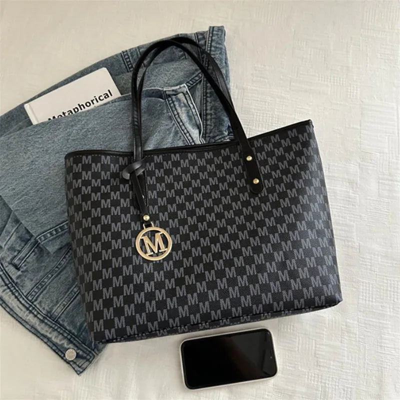 Stylish Tote Bag, Vintage Handbag, Large Underarm