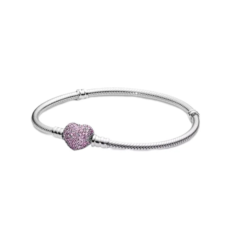 Crown & heart silver bracelet