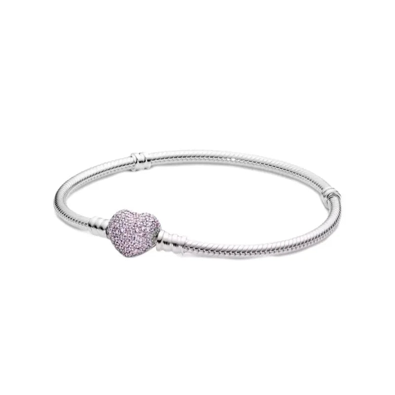 Crown & heart silver bracelet