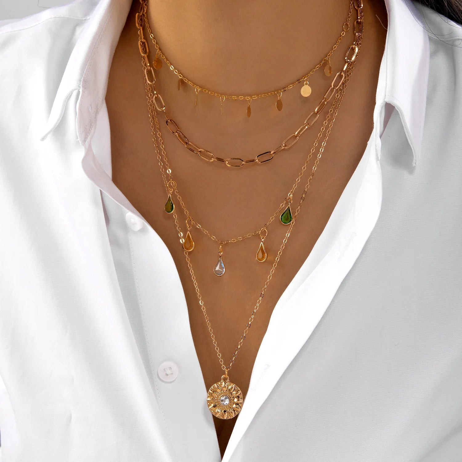 Mystic symbols layered necklace