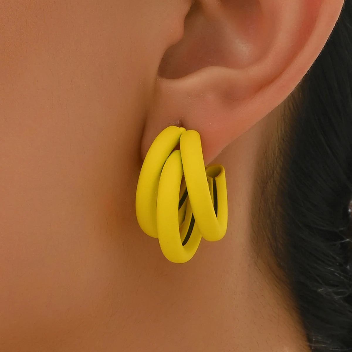 Elegant Gold Color Circled Hoop Earring