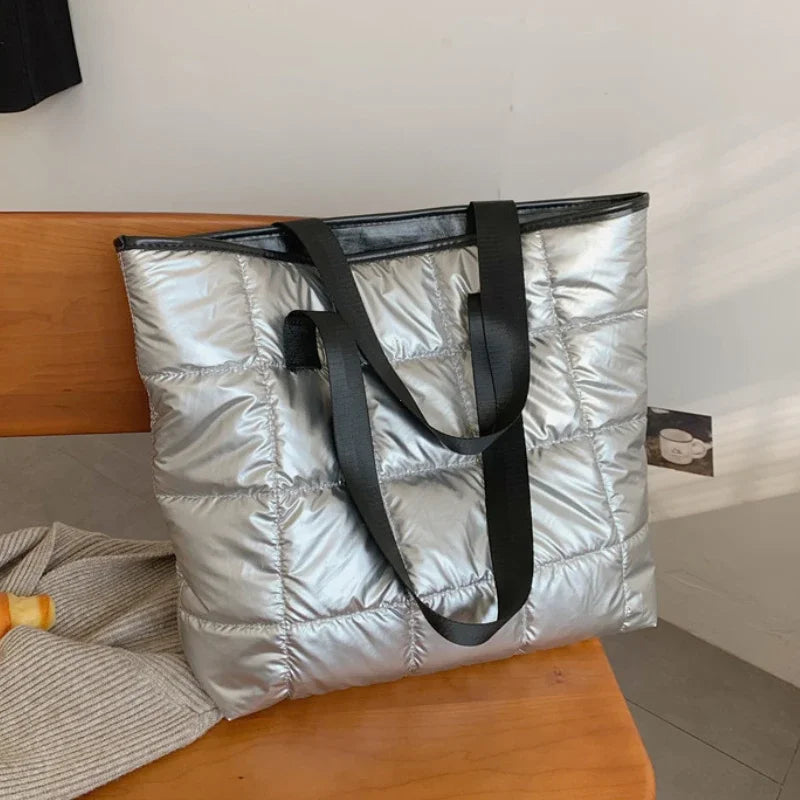 New Fashion Large Tote Padded Handbags Autumn Quilted Women