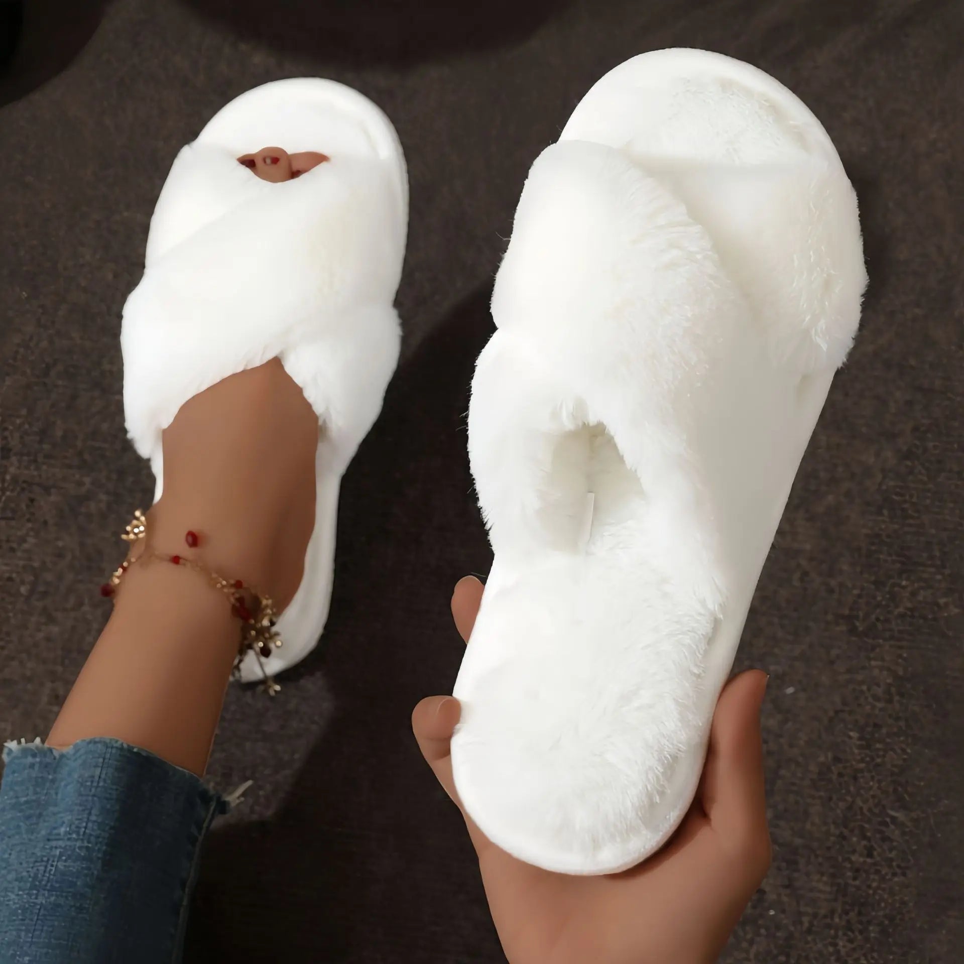 Home slippers, comfortable soft shoes and warm open finger