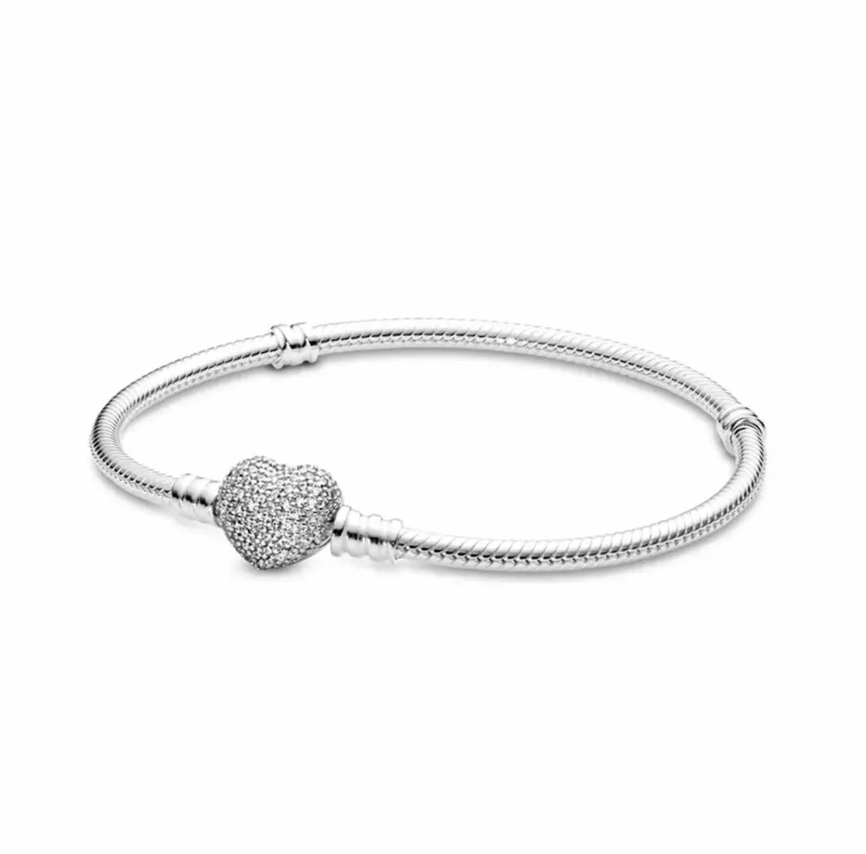 Crown & heart silver bracelet