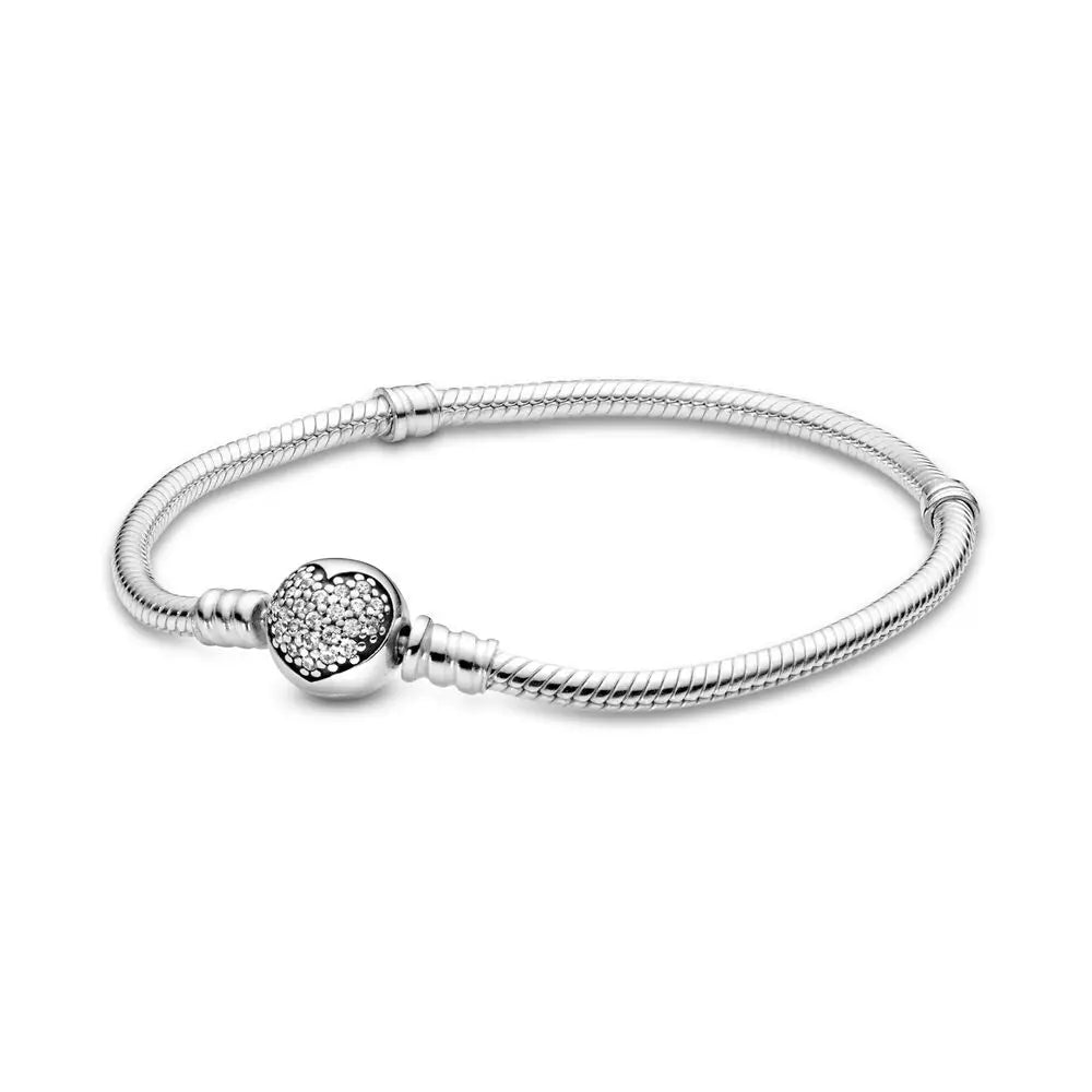 Crown & heart silver bracelet