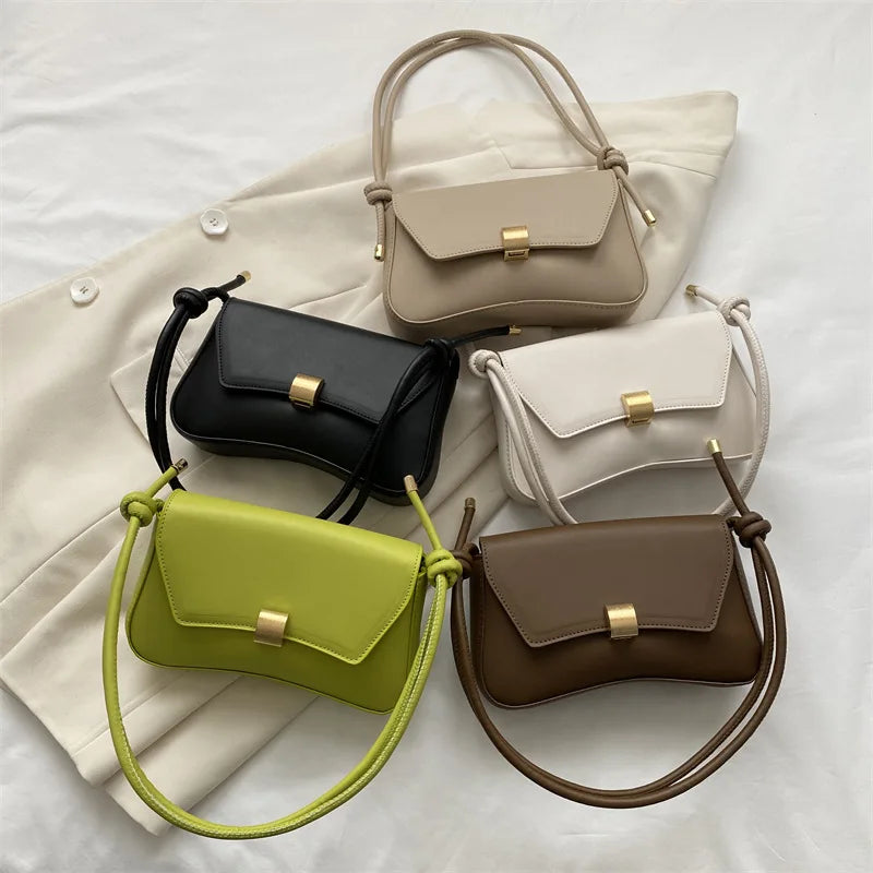 Simple Metal Buckle Handbag MessengerBag, Stylish