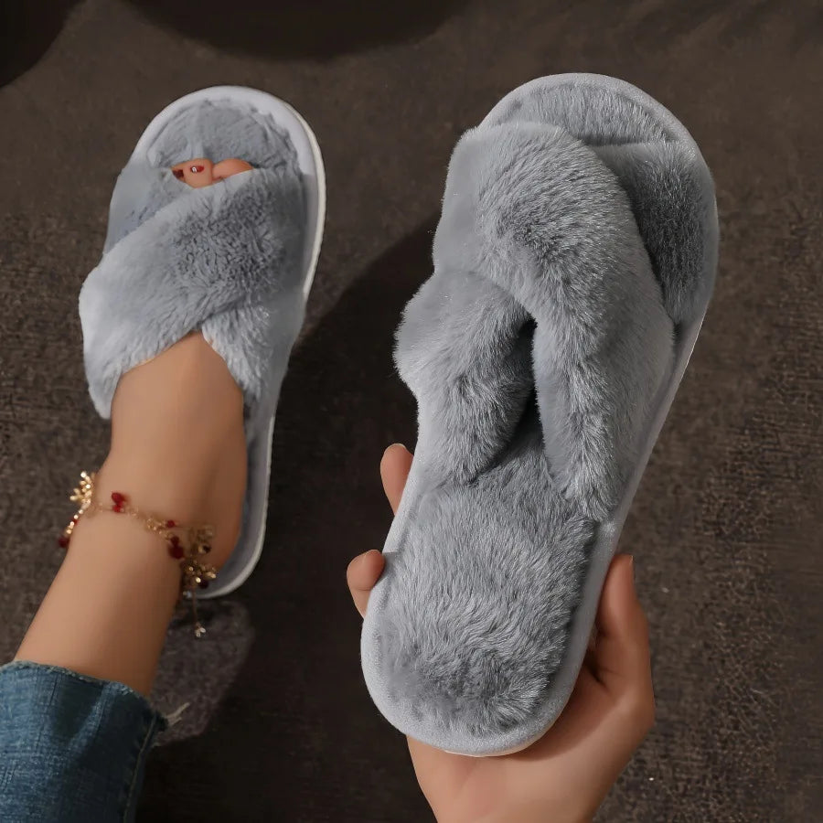 Home slippers, comfortable soft shoes and warm open finger