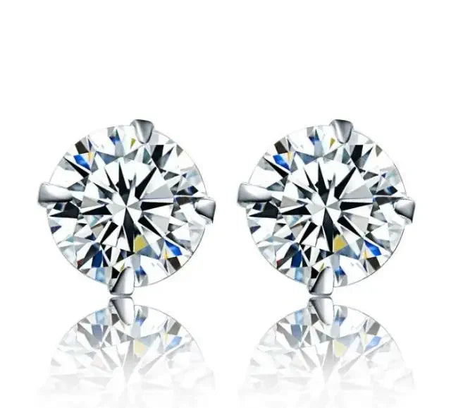 Cute Tiny Clear Crystal CZ Stud Earrings