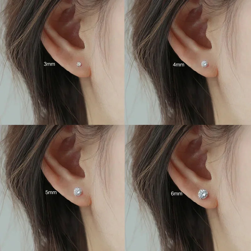 Cute Tiny Clear Crystal CZ Stud Earrings