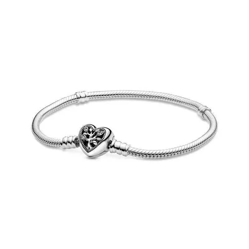Crown & heart silver bracelet