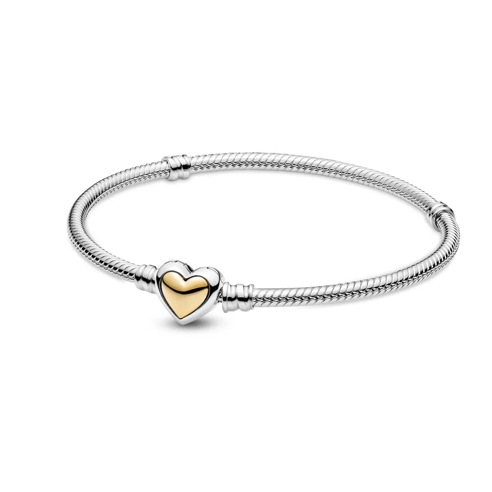 Crown & heart silver bracelet