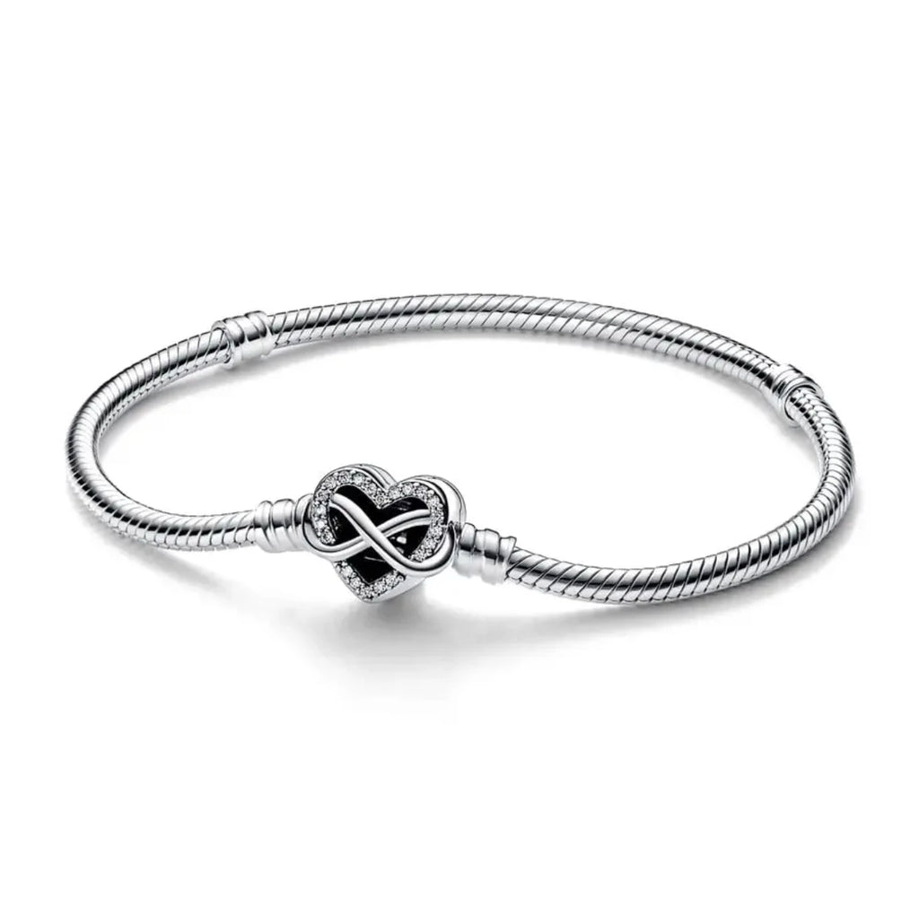 Crown & heart silver bracelet